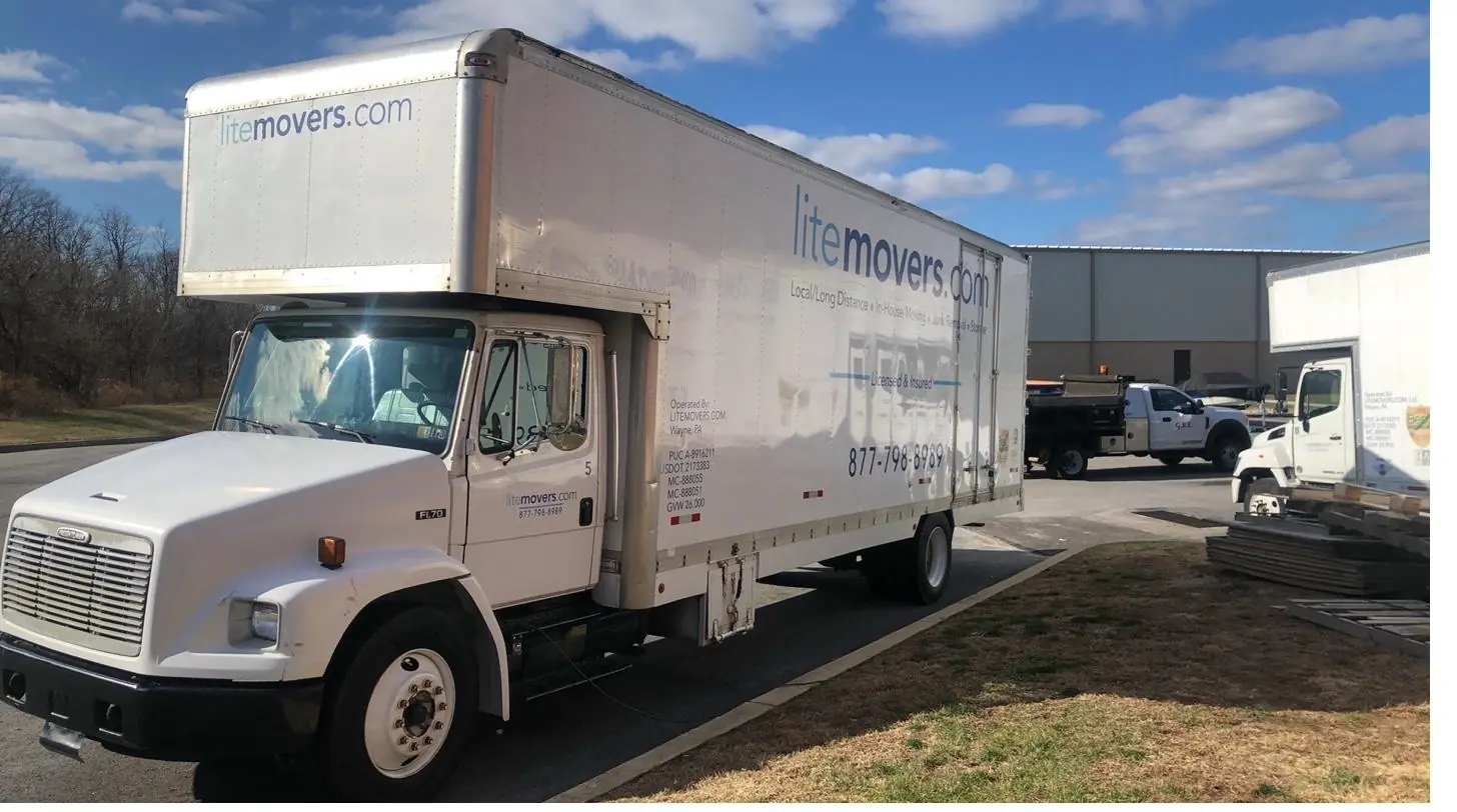 LiteMovers Freightliner moving van at the company warehouse